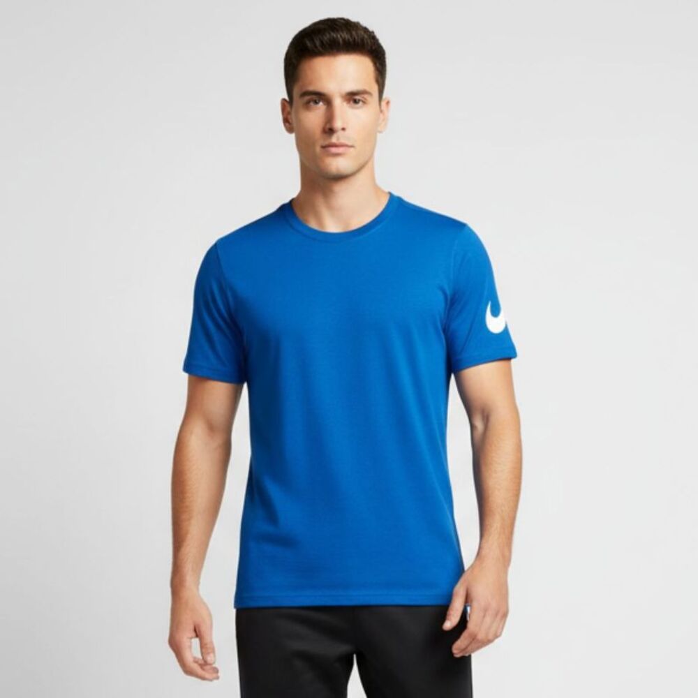 Nike Men's Athletic Cut Dri Fit Shirt Short Sleeves Tshirt Blue Tee Size S